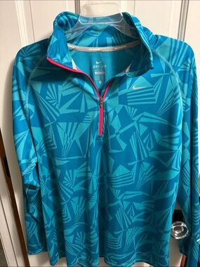Nike Dry Fit Running Pullover Jacket Quarter Zip Turquoise Women’s 2XL NEW!